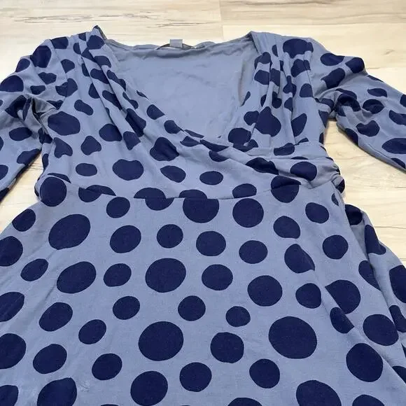 Boden Women 6P Dress Faux Wrap Fit Flare Polka Dots Jersey Purple - Picture 4 of 9